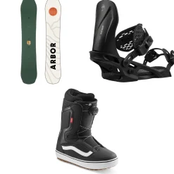 Arbor Element Decon Snowboard + Spruce Snowboard Bindings + Vans Aura OG Snowboard Boots 2025- Snowboards, Bindings & Boots|Snowboard Packages