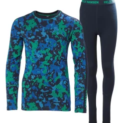 Helly Hansen Graphic Lifa Merino Midweight Baselayer Set - Kids'-Kids Girls Snow Clothing|Boys Snow Clothing