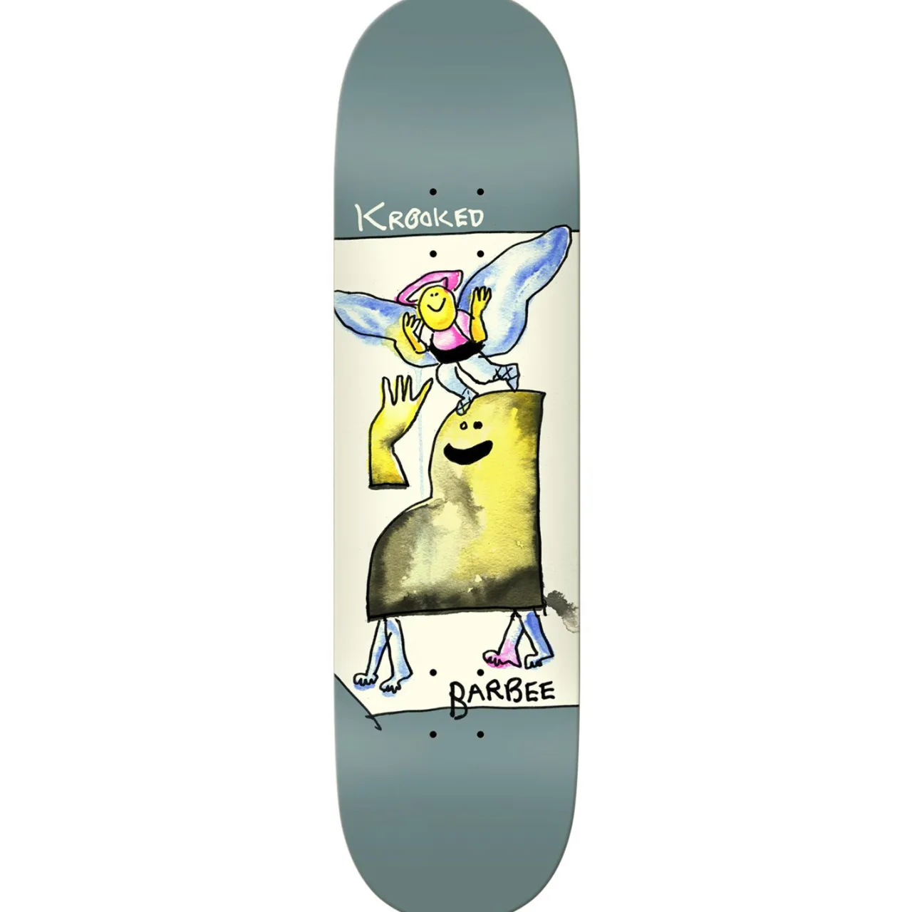 Krooked Barbee Watercolor Angel 8.5 Skateboard Deck- Decks