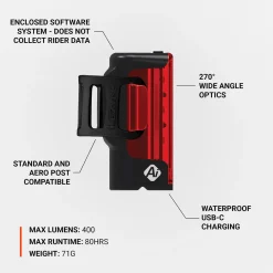 Lezyne Strip Pro Ai Alert 400+ Rear Bike Light- Lights