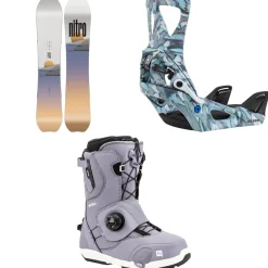 Nitro Drop Snowboard + Burton Step On Snowboard Bindings + Cave Step On TLS Snowboard Boots - Women's 2025- Step On Packages|Snowboard Packages