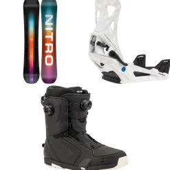 Nitro Team Snowboard + Burton Step On Snowboard Bindings + Darkseid Step On Boa Snowboard Boots 2025- Step On Packages|Snowboard Packages