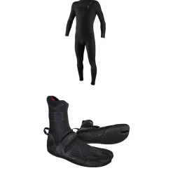O'Neill 4/3+ Hyperfreak Chest Zip Wetsuit + 3/2 Psycho Tech Split Toe Wetsuit Boots- Wetsuit Kits