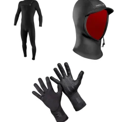 O'Neill 4/3+ Hyperfreak Chest Zip Wetsuit + Psycho 1.5mm Wetsuit Hood + 1.5mm Psycho Tech Gloves- Wetsuit Kits