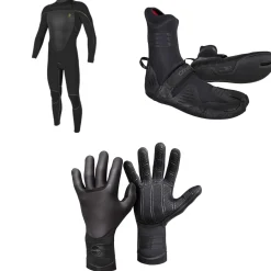 O'Neill 4.5/3.5 Mutant Legend Chest Zip Hooded Wetsuit + 3/2 Psycho Tech Split Toe Wetsuit Boots + 3mm Psycho Tech Gloves- Wetsuit Kits