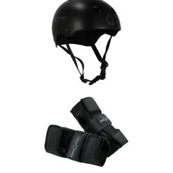 Pro-Tec Classic Skate Skateboard Helmet + Street Skateboard Wrist Pads- Helmets|Helmets