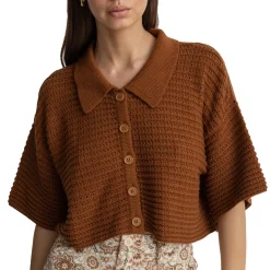 Rhythm Evermore Knit Short-Sleeve Shirt - Women's-Women Casual Clothing|Tops & Shirts