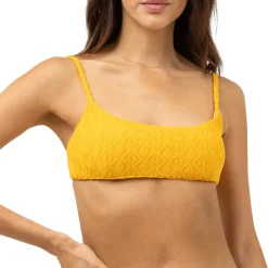 Rhythm Ripple Terry Crop Bikini Top - Women's-Women Swimsuits|Casual Clothing