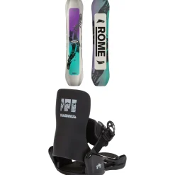 Rome Slapstick Snowboard + Minishred Snowboard Bindings - Kids 2025-Kids Kids Snowboard Packages|Snowboard Packages