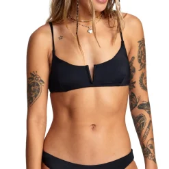 RVCA Solid V-Wire Bralette Bikini Top - Women's-Women Swimsuits|Casual Clothing