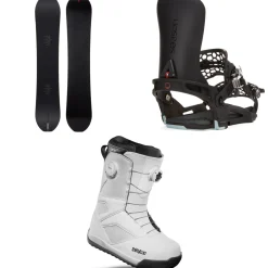 Season Kin Snowboard + Universal Snowboard Bindings + thirtytwo STW Double Boa Snowboard Boots 2025- Snowboards, Bindings & Boots|Snowboard Packages