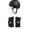 Triple 8 Sweatsaver Liner Skateboard Helmet + Wristsaver Slide On Wrist Guards- Helmets|Helmets