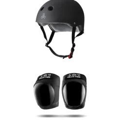 Triple 8 The Certified Sweatsaver Skateboard Helmet + 187 Pro Skateboard Knee Pads- Helmets|Helmets