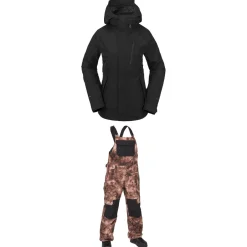 Volcom V.CO Aris GORE-TEX Jacket + Creston 3D Stretch Bibs - Women's 2024-Women Snow Clothing|Jacket & Pant Sets